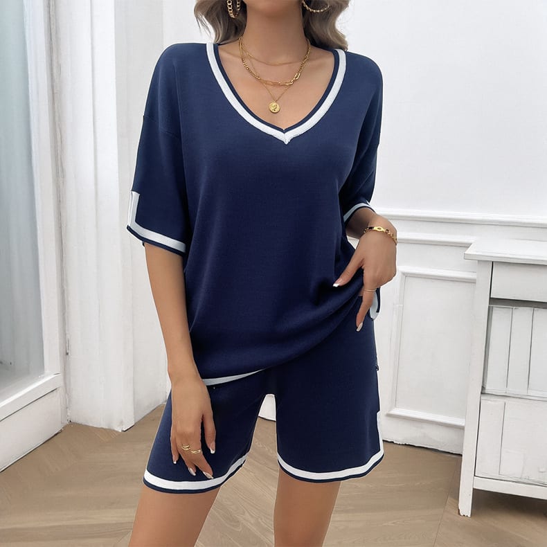 Women's Casual Loose V-neck Sweater Suit view 5