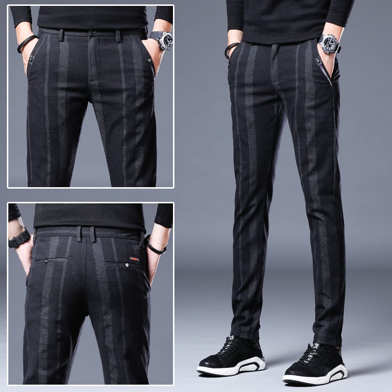 Men's Casual Vertical Striped Straight Leg Pants view 6