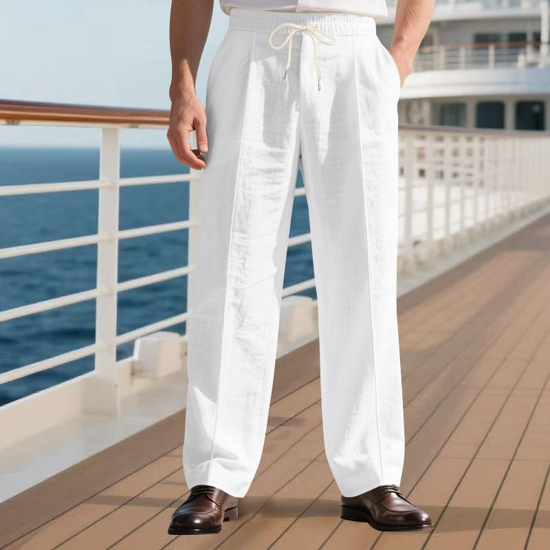 Loose Breathable Linen Leisure Men's Simplicity Trendy Loose Beach Pants view 4