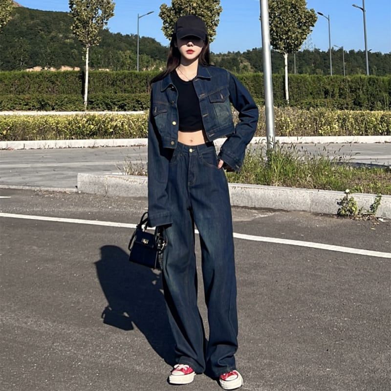 Wide Leg Jeans Two-piece Suit view 2