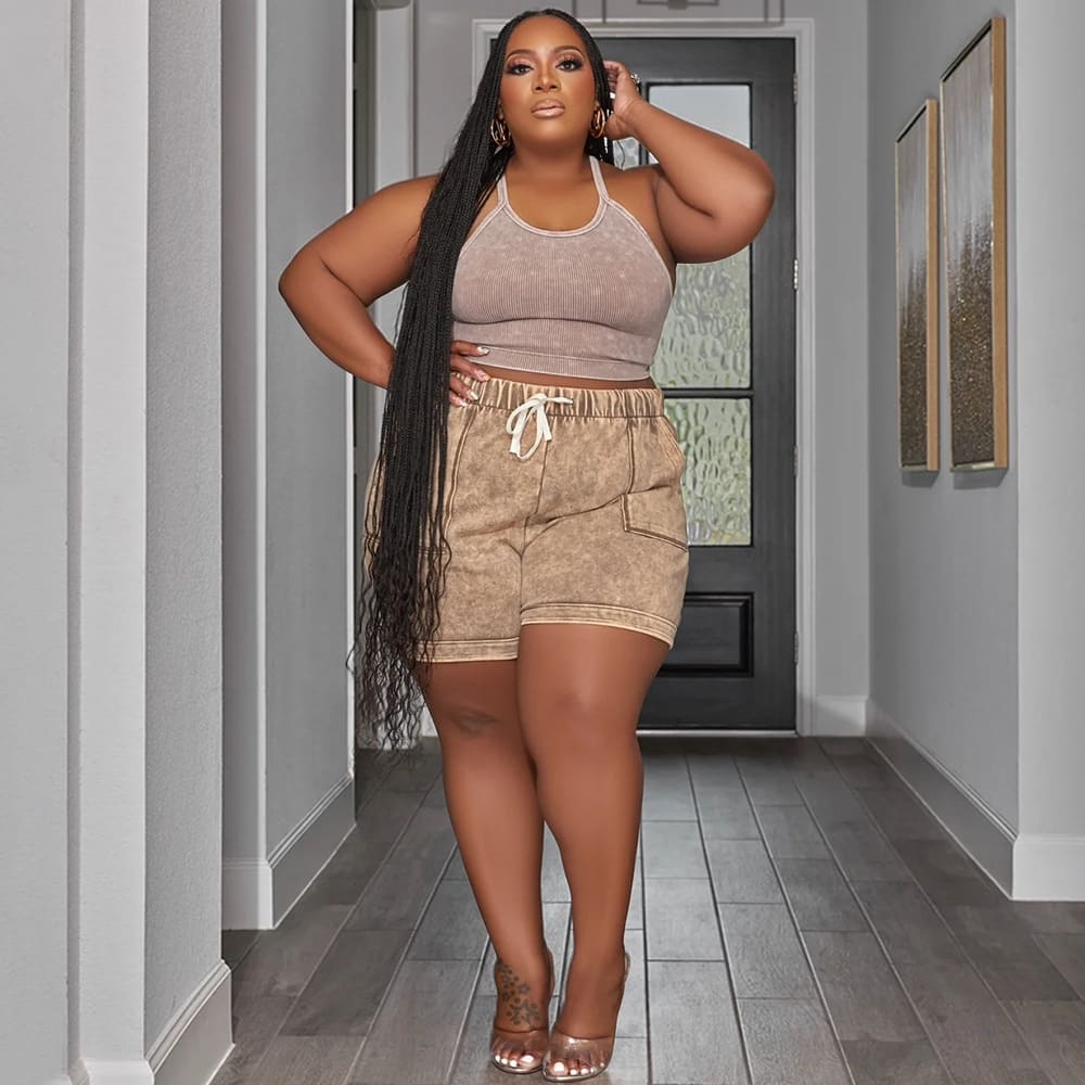 Plus Size Suit Printing Casual Vest Shorts Set view 39