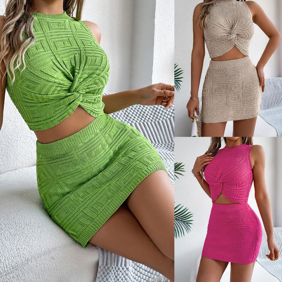 Women's Fashion Personality Dress Knitting Suit view 5