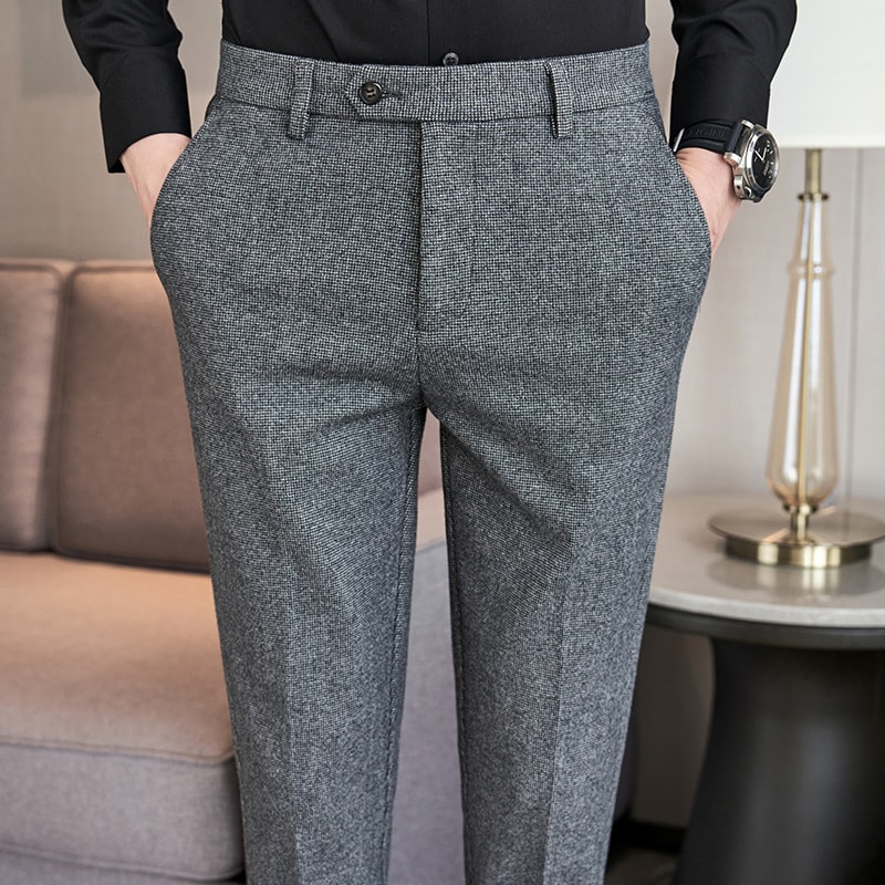 Sanded Fabric Men's Slim-fitting Small Straight Pants view 5