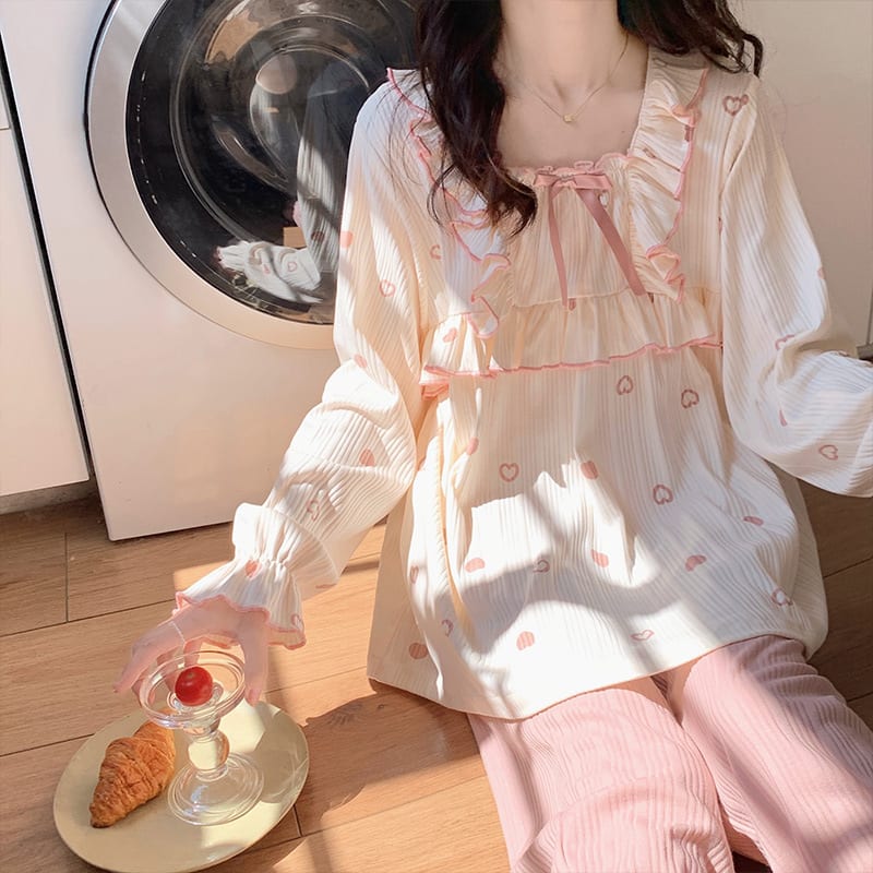 Women's Fashion Casual Long Sleeve Cotton Loose Homewear Suit view 9