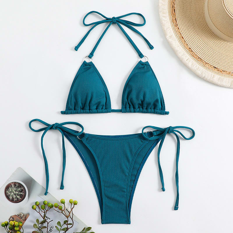 Women's Plain Neck Tied Bikini Set view 4