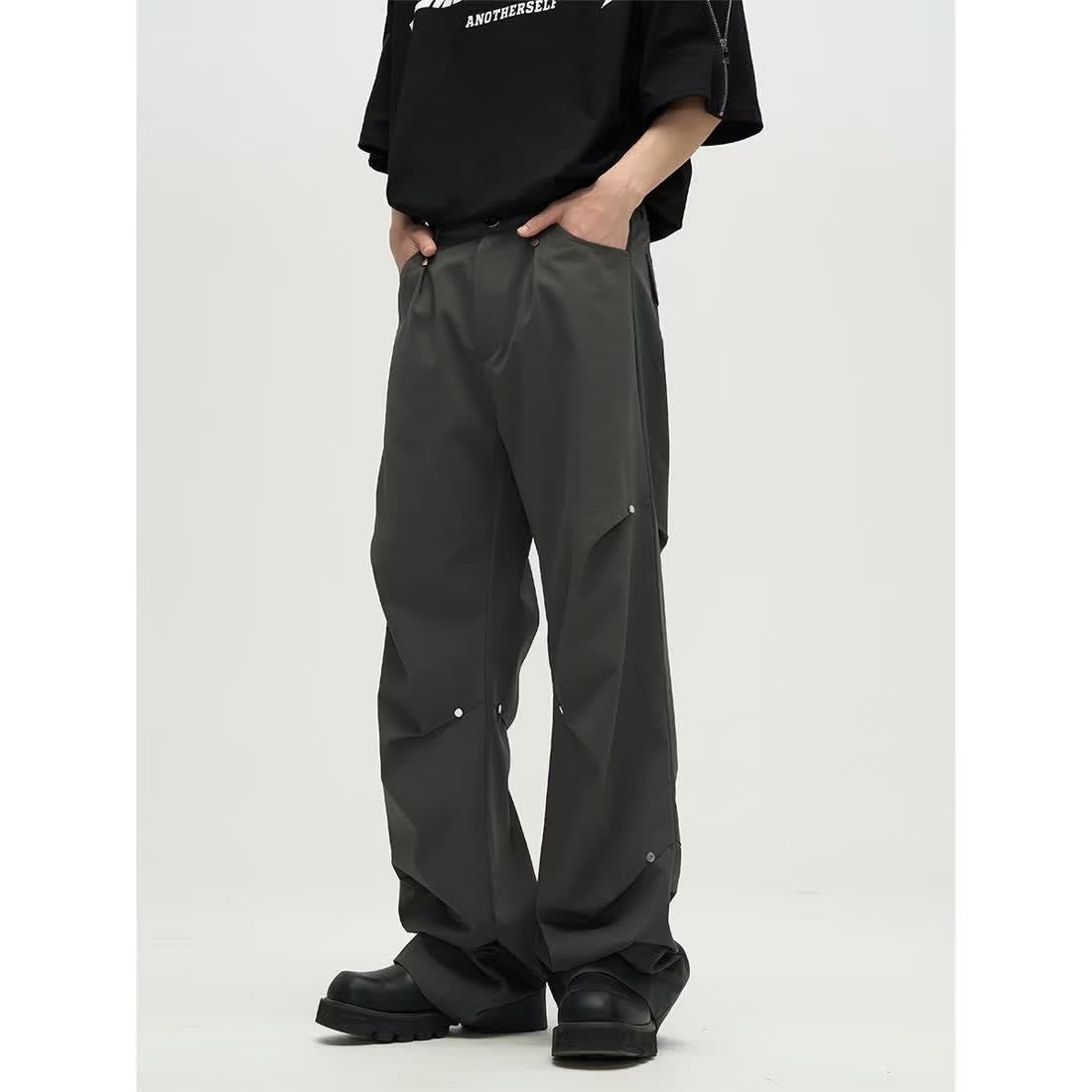 High Street European And American Pu Handsome Pants Couple