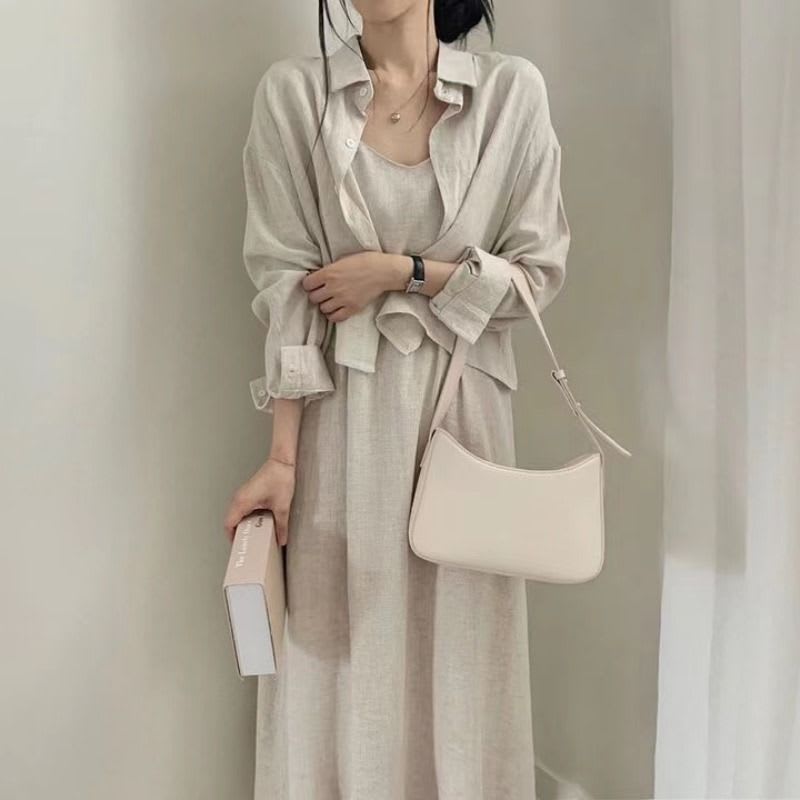 Retro Anti-aging Sling Dress Two-piece Set For Women view 5