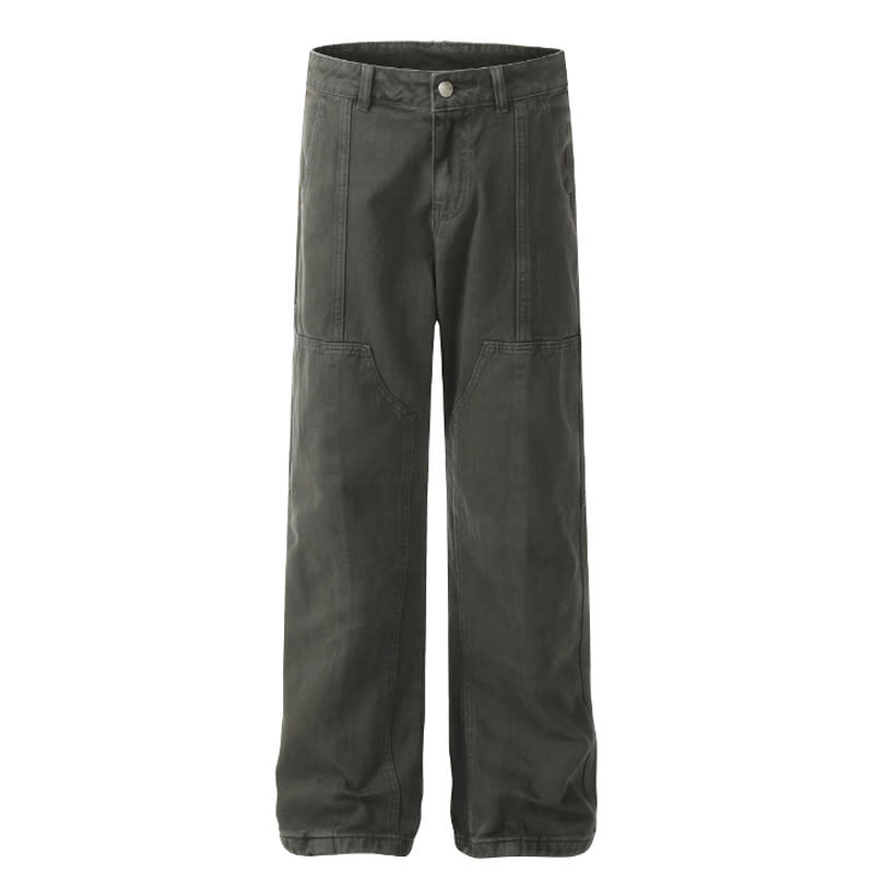 Dark Gray Simple Style Men's Jeans Straight Loose view 4