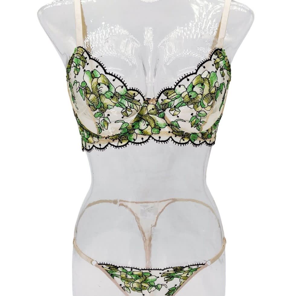 Women's Mesh Multi-color Embroidery Transparent Underwear Suit view 16