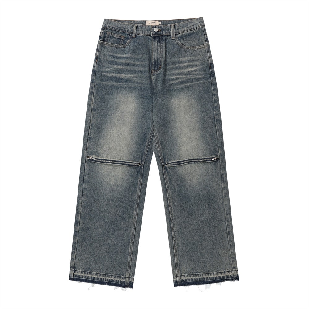 Washed And Worn Raw Hem Jeans view 12