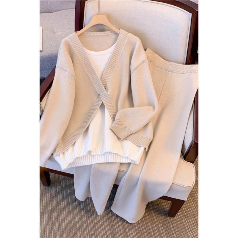 New Casual Knitted Sweater Loose Youthful-looking Wear Slimming Wide Leg Pants Two-piece Suit view 5