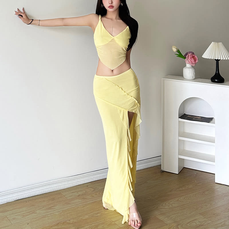 Fashion All-match Wave Slit Skirt Suit Women view 12
