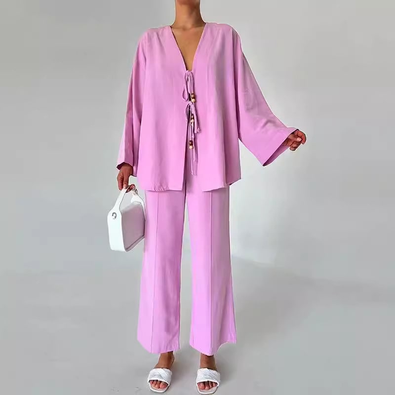 Women's Loose Casual Solid Color Suit view 5