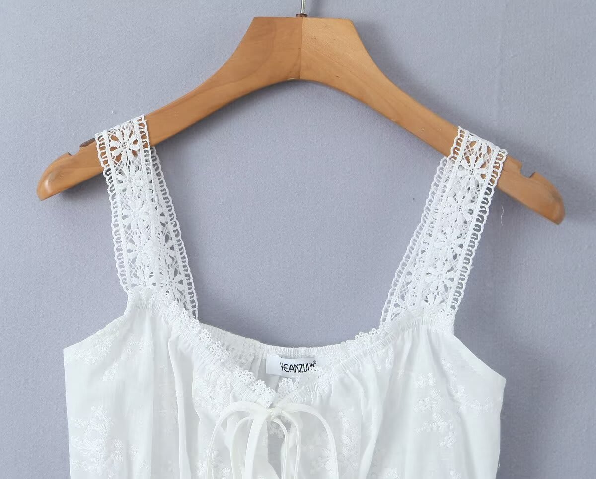 Off-neck Lace Short Small Top High Waist Drawstring Patchwork Long Dress view 14