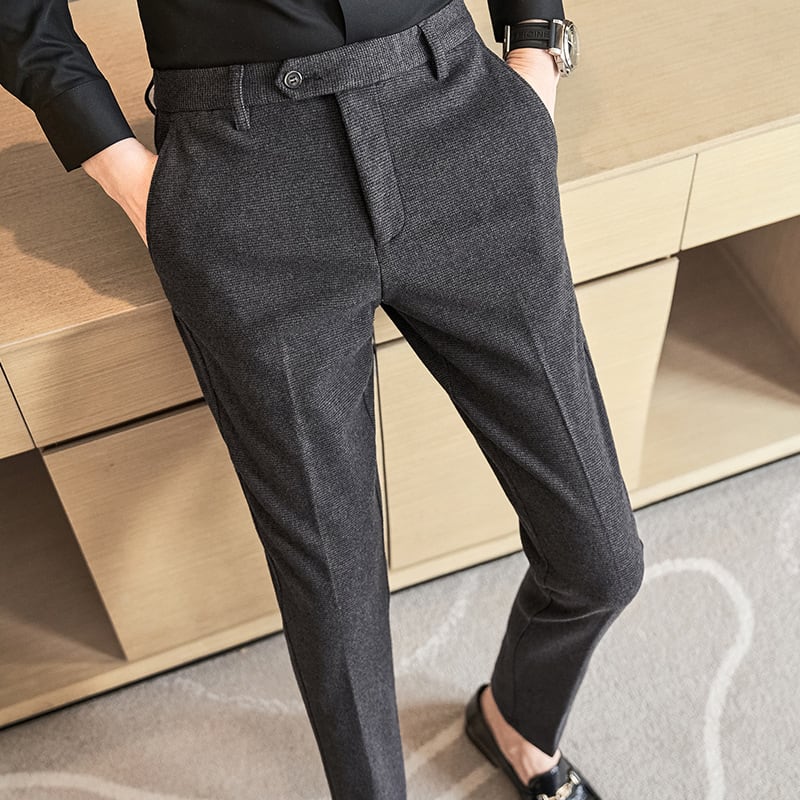 Sanded Fabric Men's Slim-fitting Small Straight Pants view 4