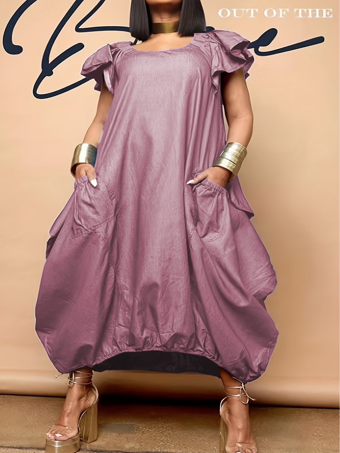 Denim Fabric Fashion Solid Color Dress view 17