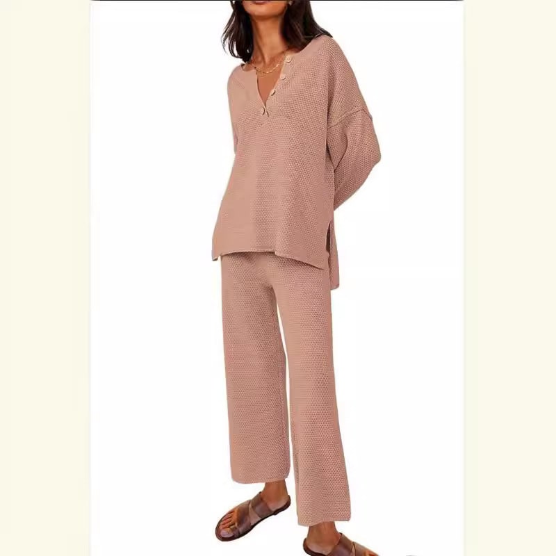 European And American Solid Color Fashion Loose Leisure Suit Two-piece Set view 18