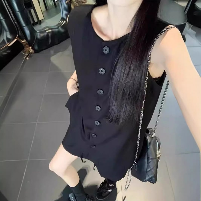 Casual Sweet Hot Girl Suit Women's Black Loose