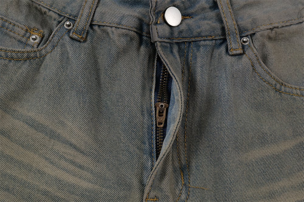 Old Wash Water Denim Five-point Pants Men view 11