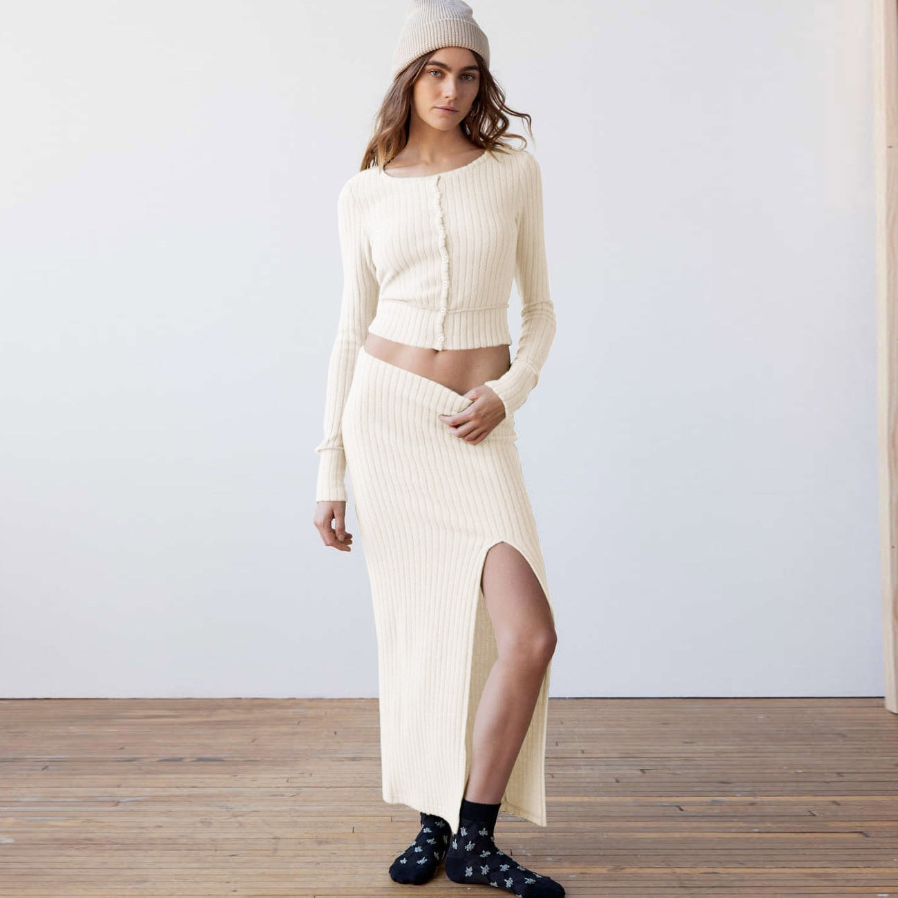 Women's Long-sleeve Shirt Split Dress Suit view 2