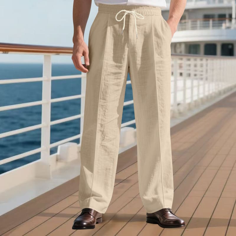 Loose Breathable Linen Leisure Men's Simplicity Trendy Loose Beach Pants view 7