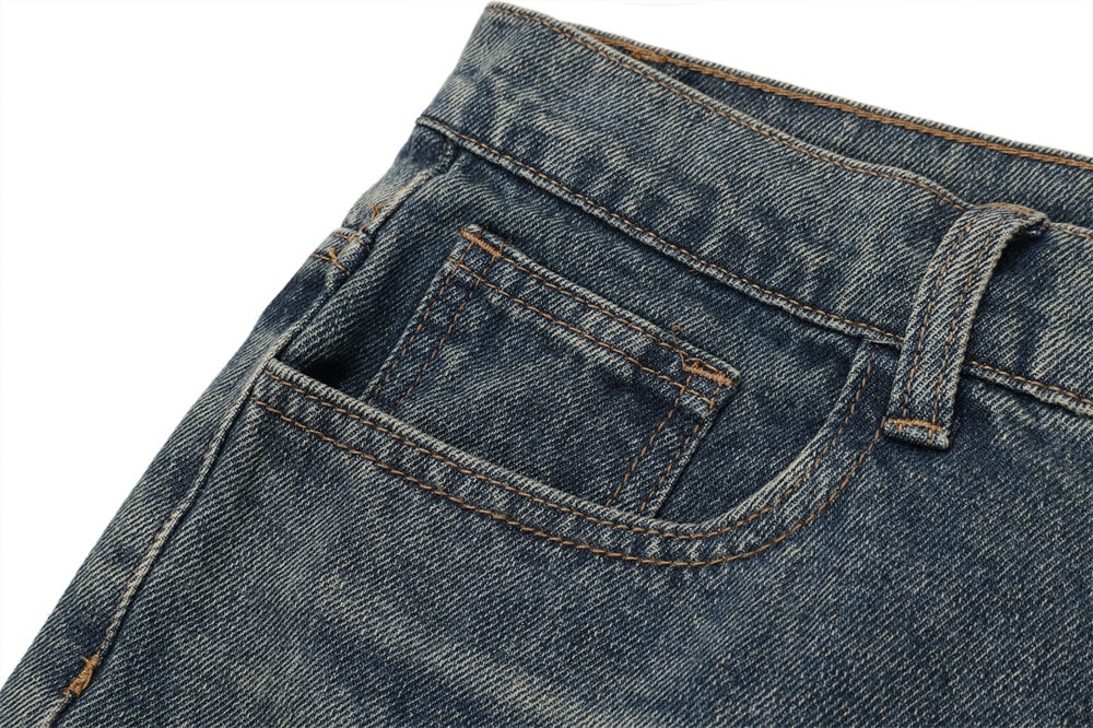 Washed And Worn Raw Hem Jeans view 2