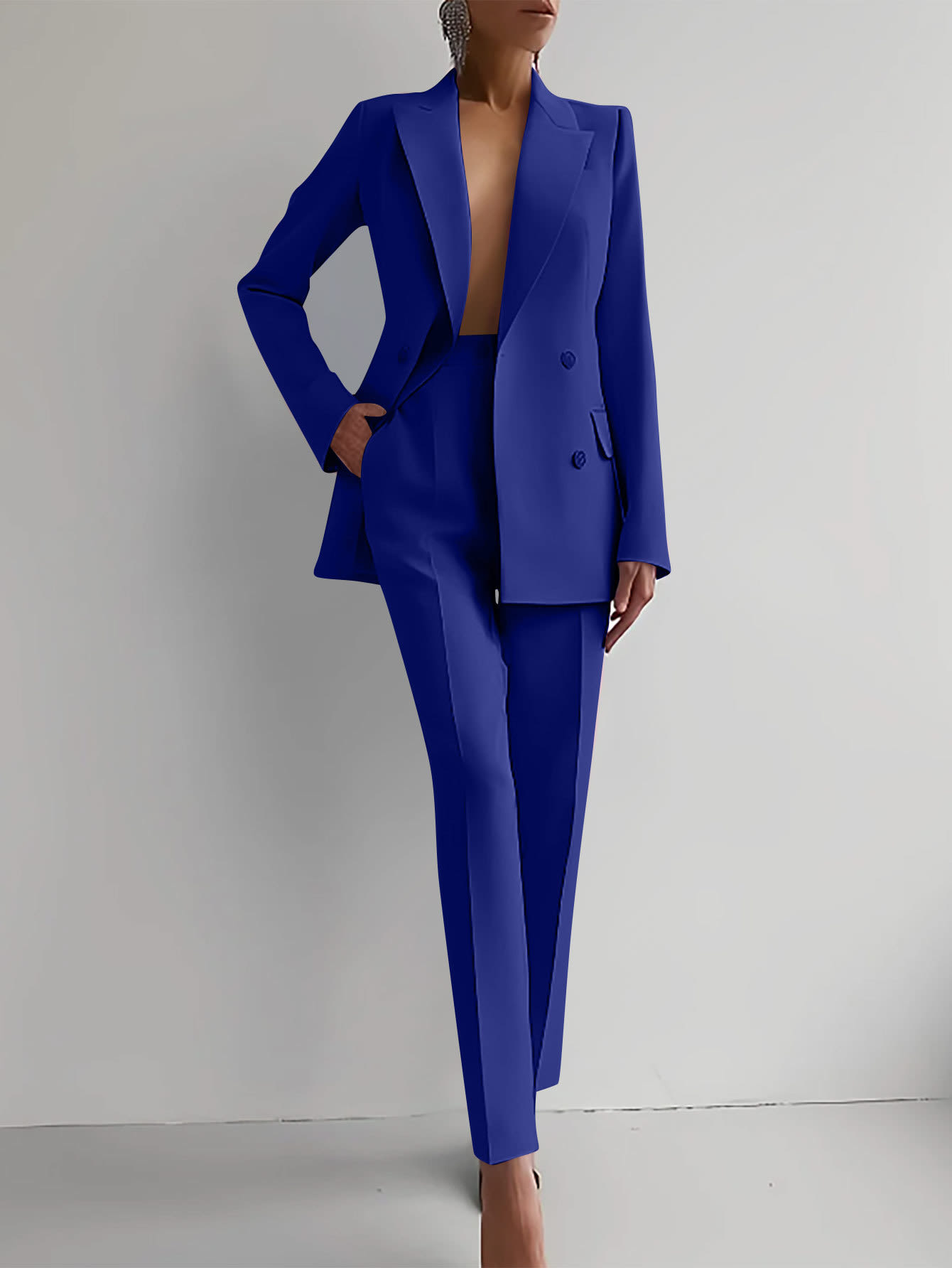 Casual Suits Fashion Long Sleeve Single-breasted Jacket Top And Slim Fit Trousers Women's Business Suits view 8