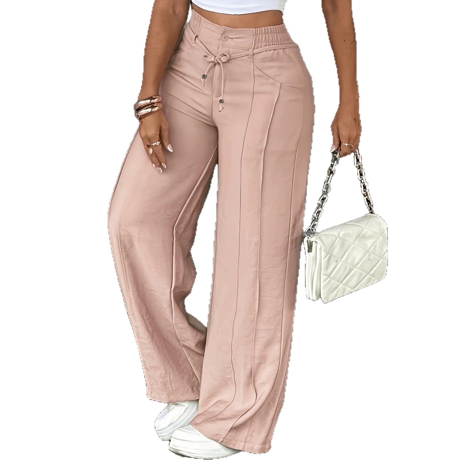 Lace-up Trousers Loose-fit Drawstring Wide-leg Pants With Multiple Pockets view 7