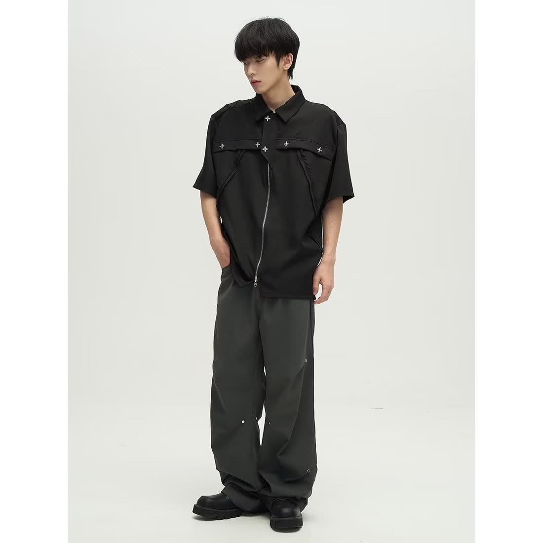 High Street European And American Pu Handsome Pants Couple view 5