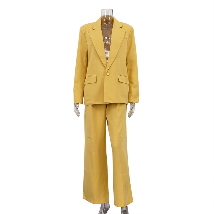 Long Sleeve Lapel Baggy Coat High Waist Wide Leg Pants Two-piece Set view 2