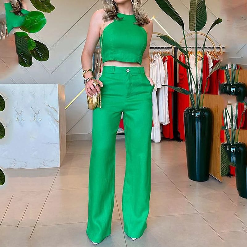 Women's Fashion Sleeveless Vest Pants Two-piece Set view 4