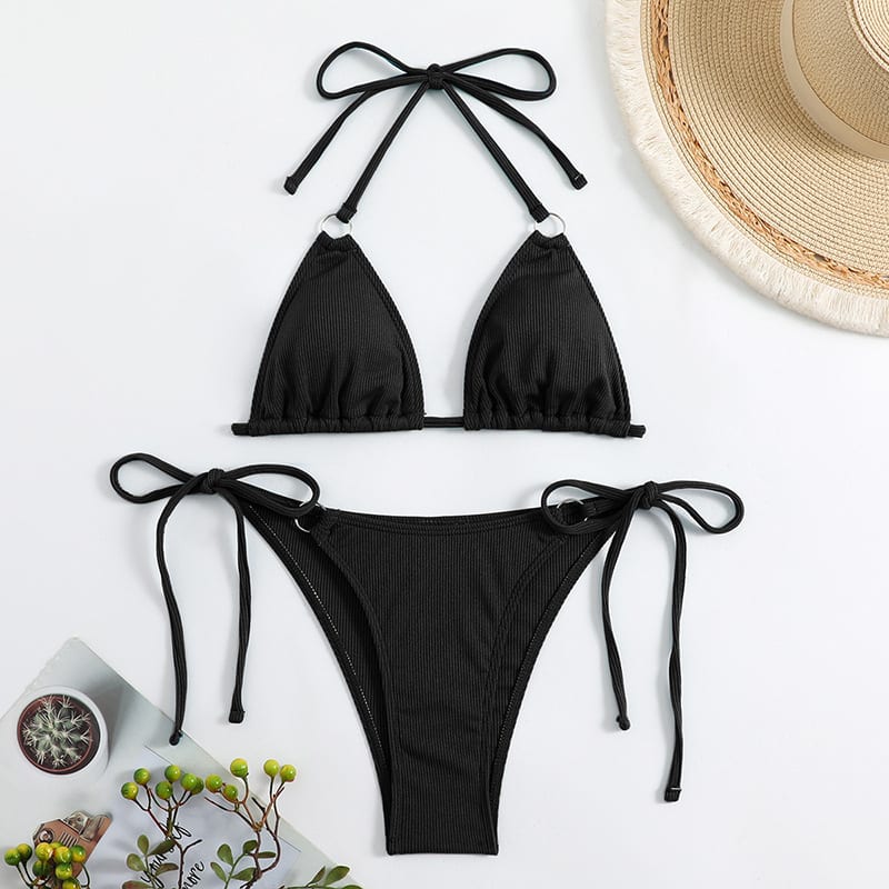 Women's Plain Neck Tied Bikini Set view 6