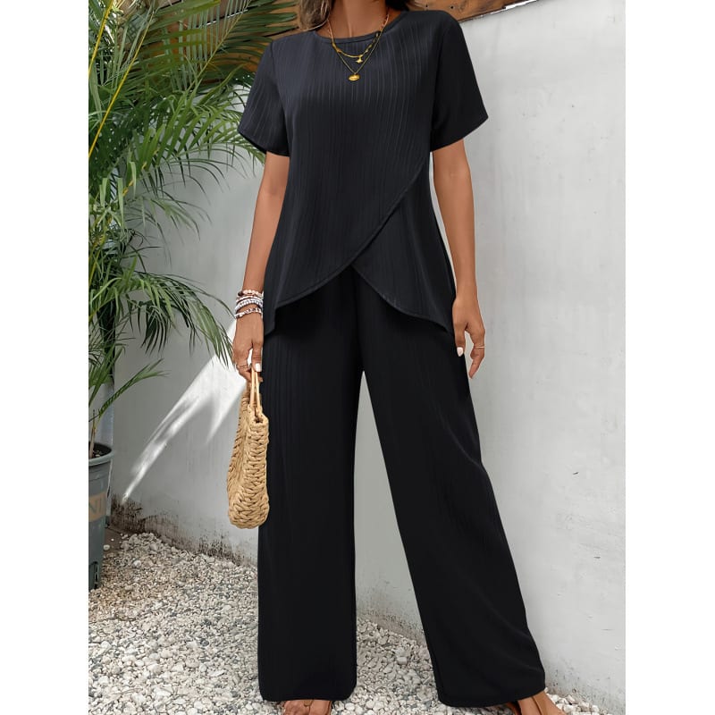 Two-piece Short Sleeve Pullover Round Neck Loose Casual Irregular view 6