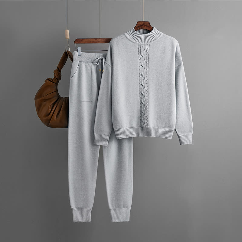 Half Turtleneck Twist Knitting Suit Casual Sweater view 2