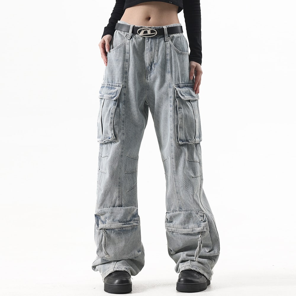 Multi-Pocket Workwear Jeans For Men And Women view 20