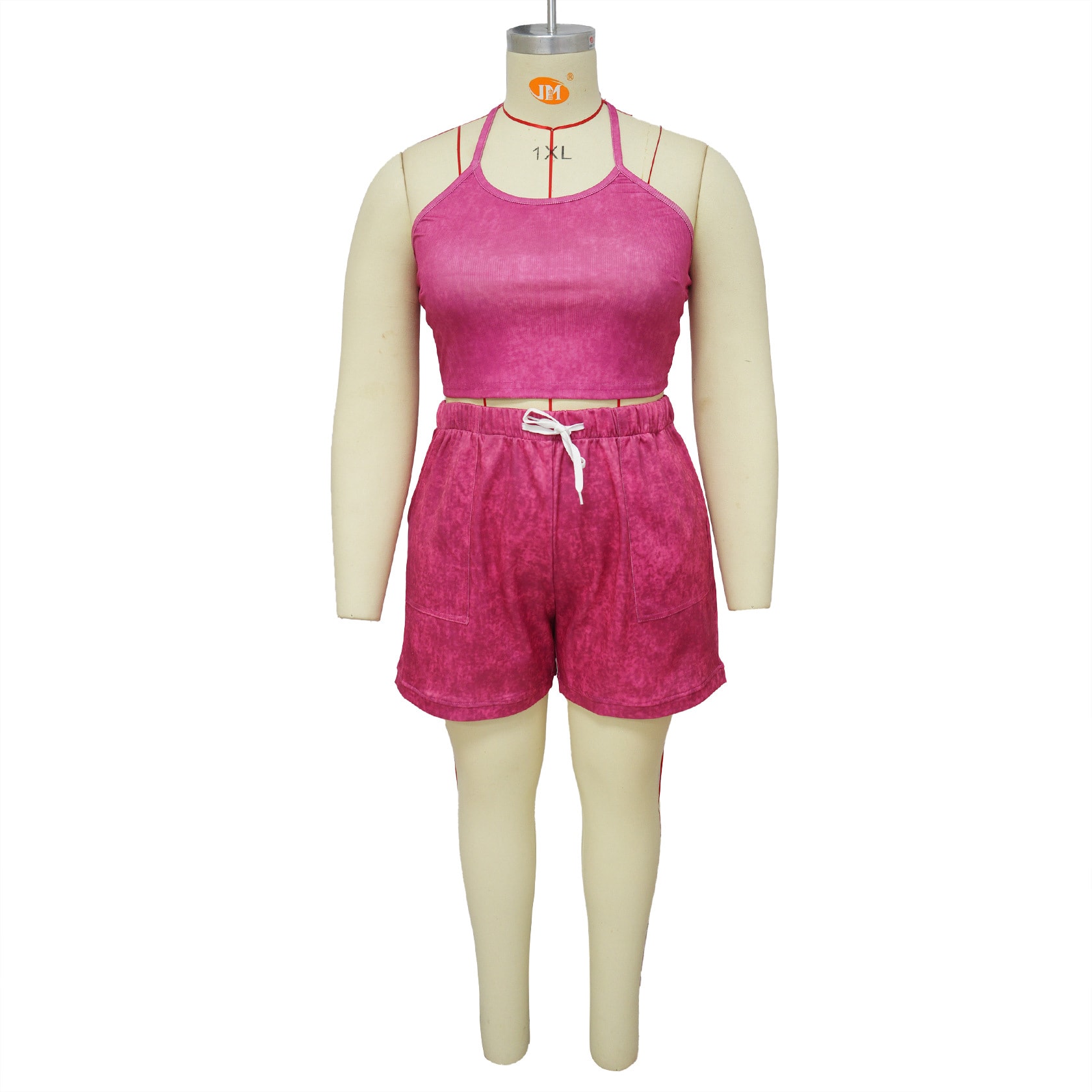 Plus Size Suit Printing Casual Vest Shorts Set view 7