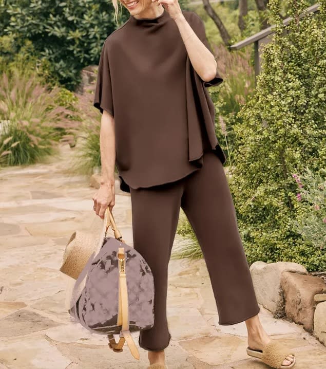 Casual Dolman Sleeve Pullover Wide Leg Pants Suit view 3