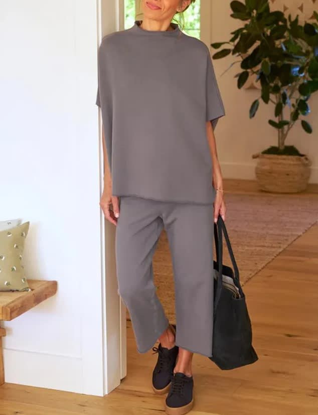 Casual Dolman Sleeve Pullover Wide Leg Pants Suit view 11
