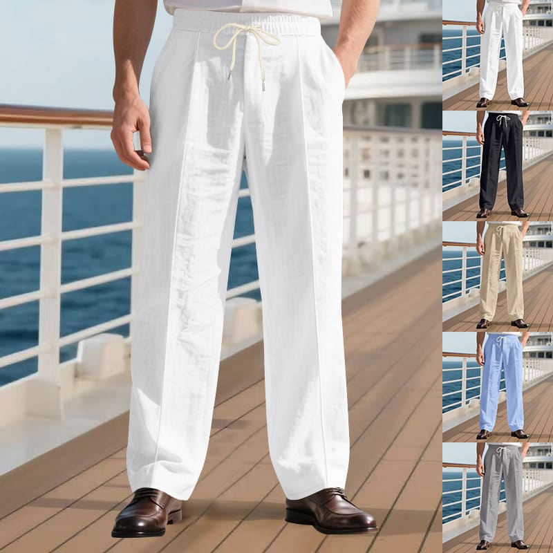Loose Breathable Linen Leisure Men's Simplicity Trendy Loose Beach Pants view 8