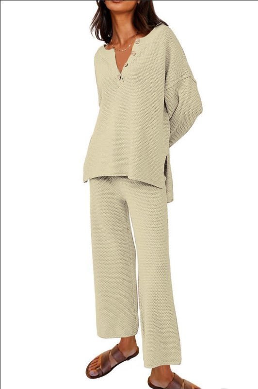 European And American Solid Color Fashion Loose Leisure Suit Two-piece Set view 6