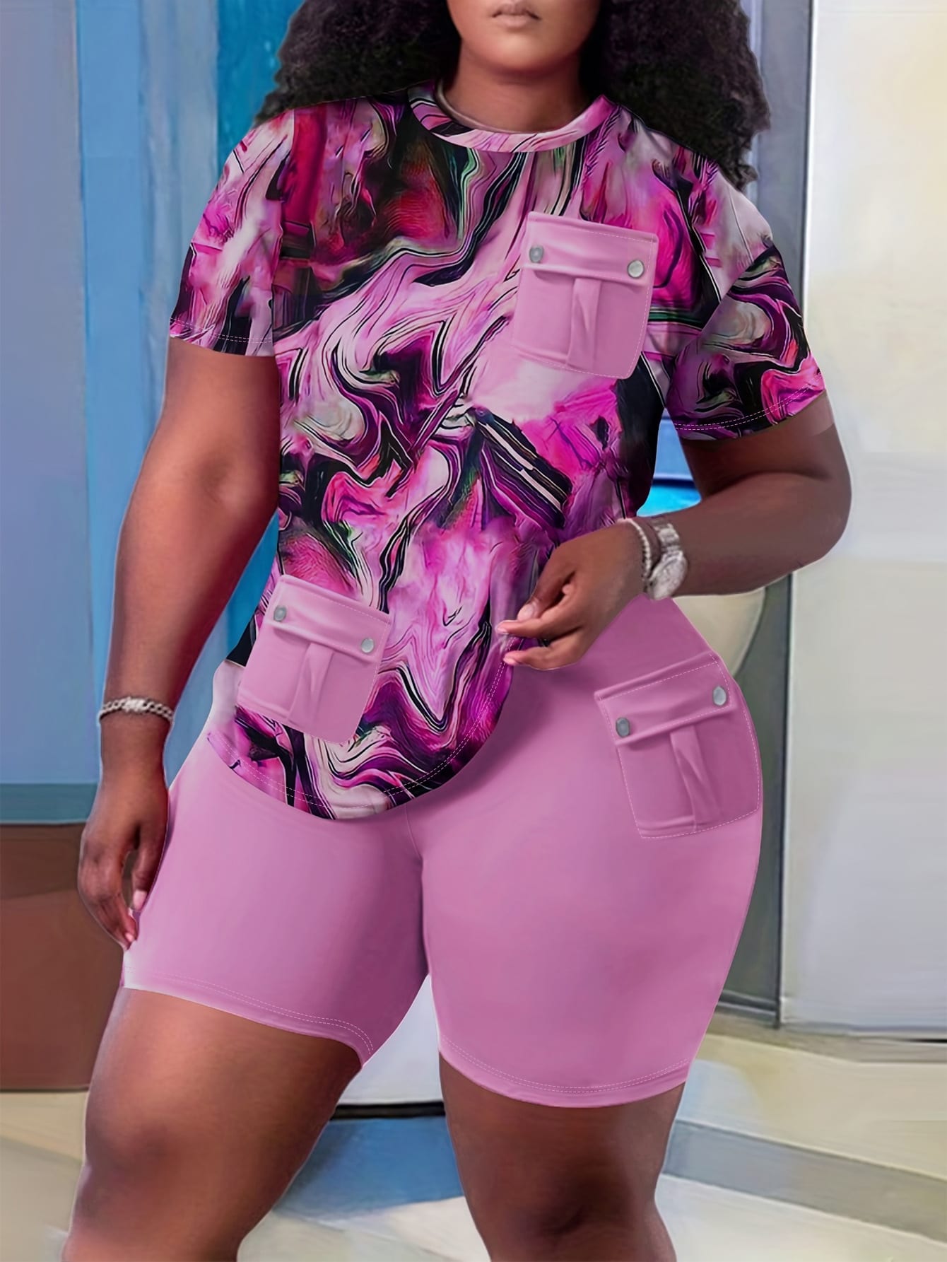 Cross Border Exclusive For Wish Independent Station Blooming Printing Pocket Stitching Suit view 8