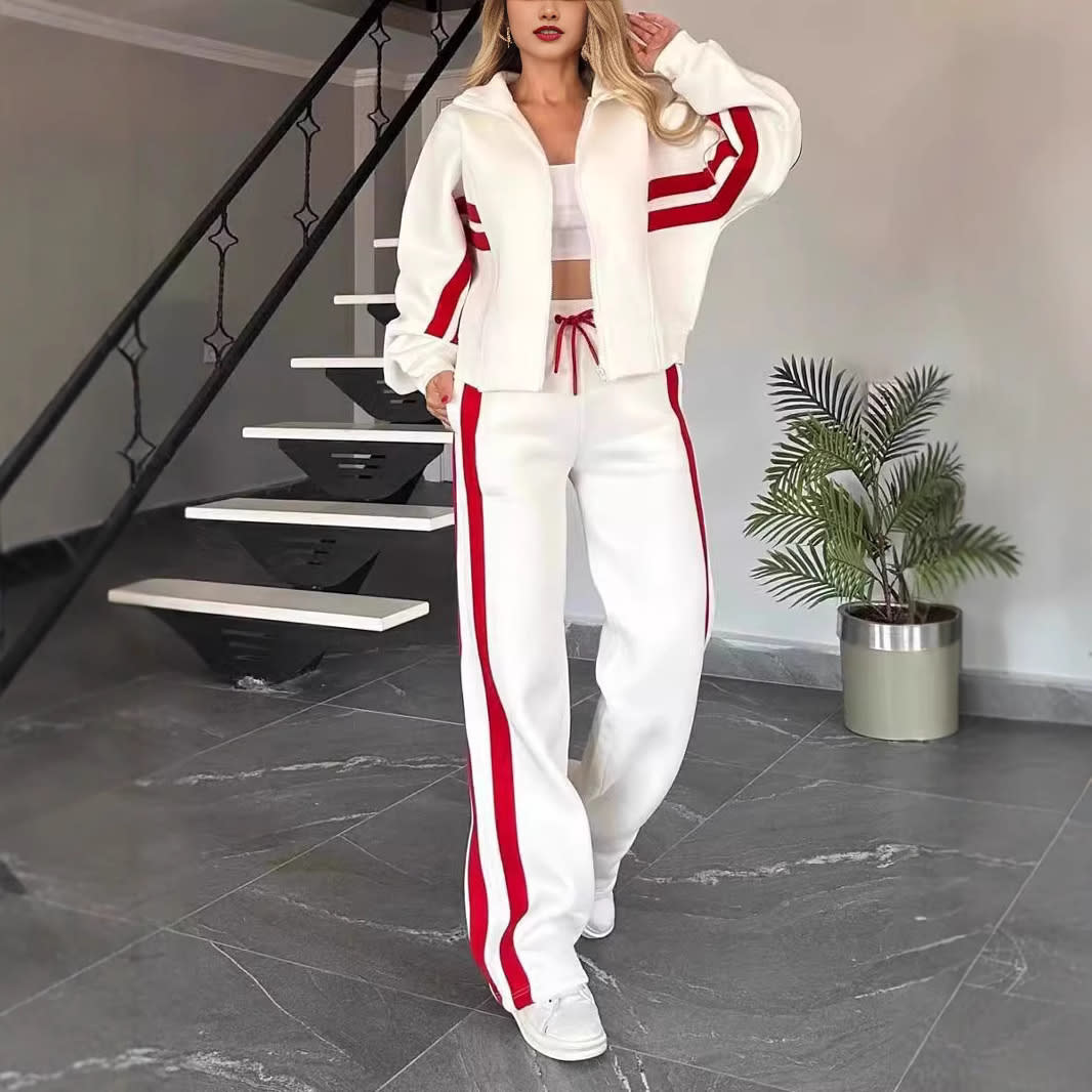 Fashion Two-piece Women's White Sports Suit Loose Sports Shirt Casual Pants Sets Sportswear Women Clothes Tracksuit Women Outfits view 3