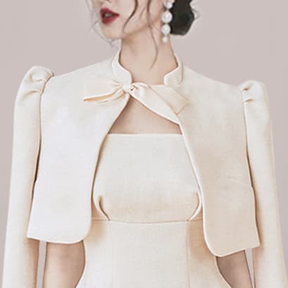 Women's Sweet Bow Brooch Small Cardigan Tube Top Seamless Back Suit Two-piece Set view 11