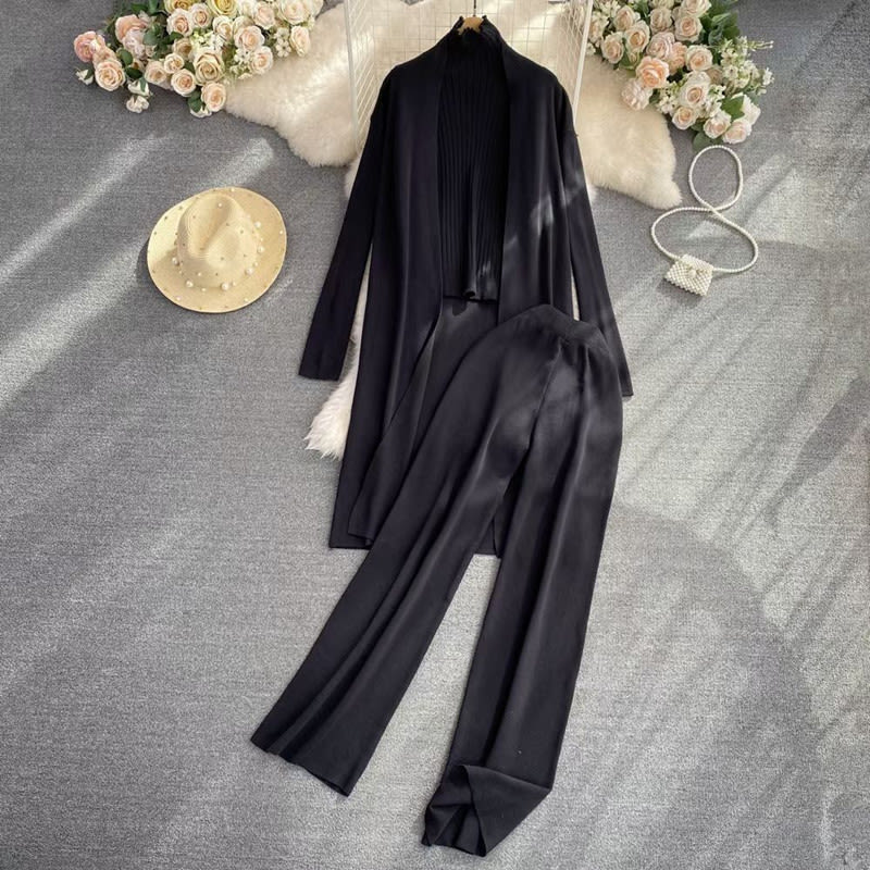 Women's Fashion Casual Knitted Three-piece Suit view 2