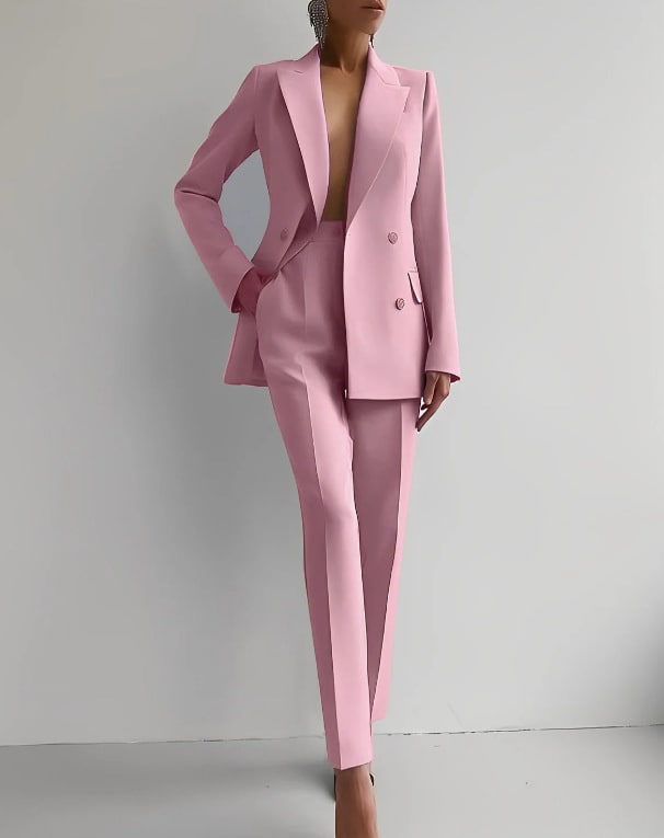 Casual Suits Fashion Long Sleeve Single-breasted Jacket Top And Slim Fit Trousers Women's Business Suits view 5