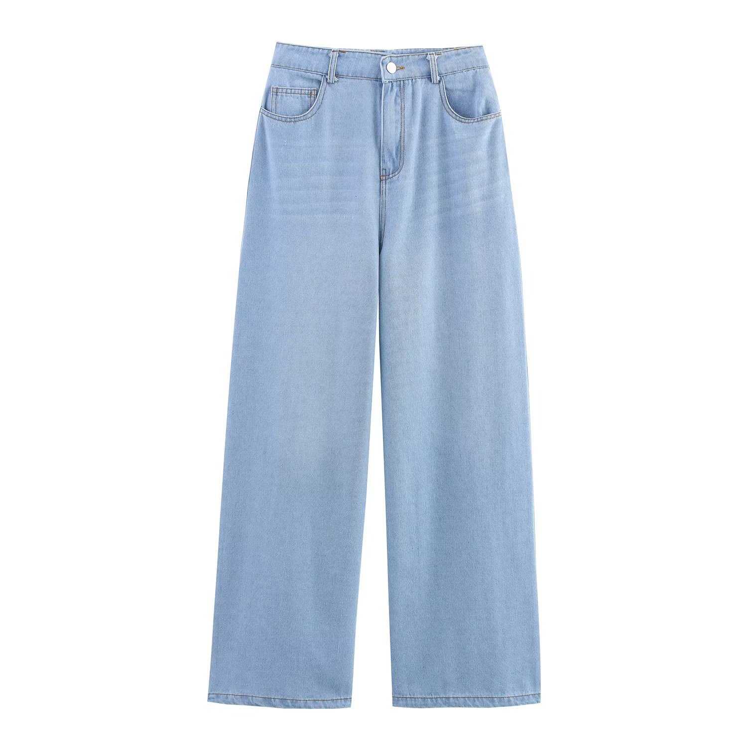 Women's Puff Sleeves Denim Shirt Jeans Suit view 6
