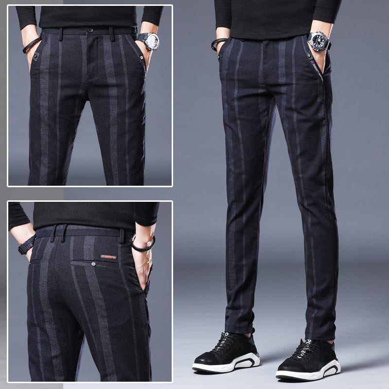 Men's Casual Vertical Striped Straight Leg Pants view 5