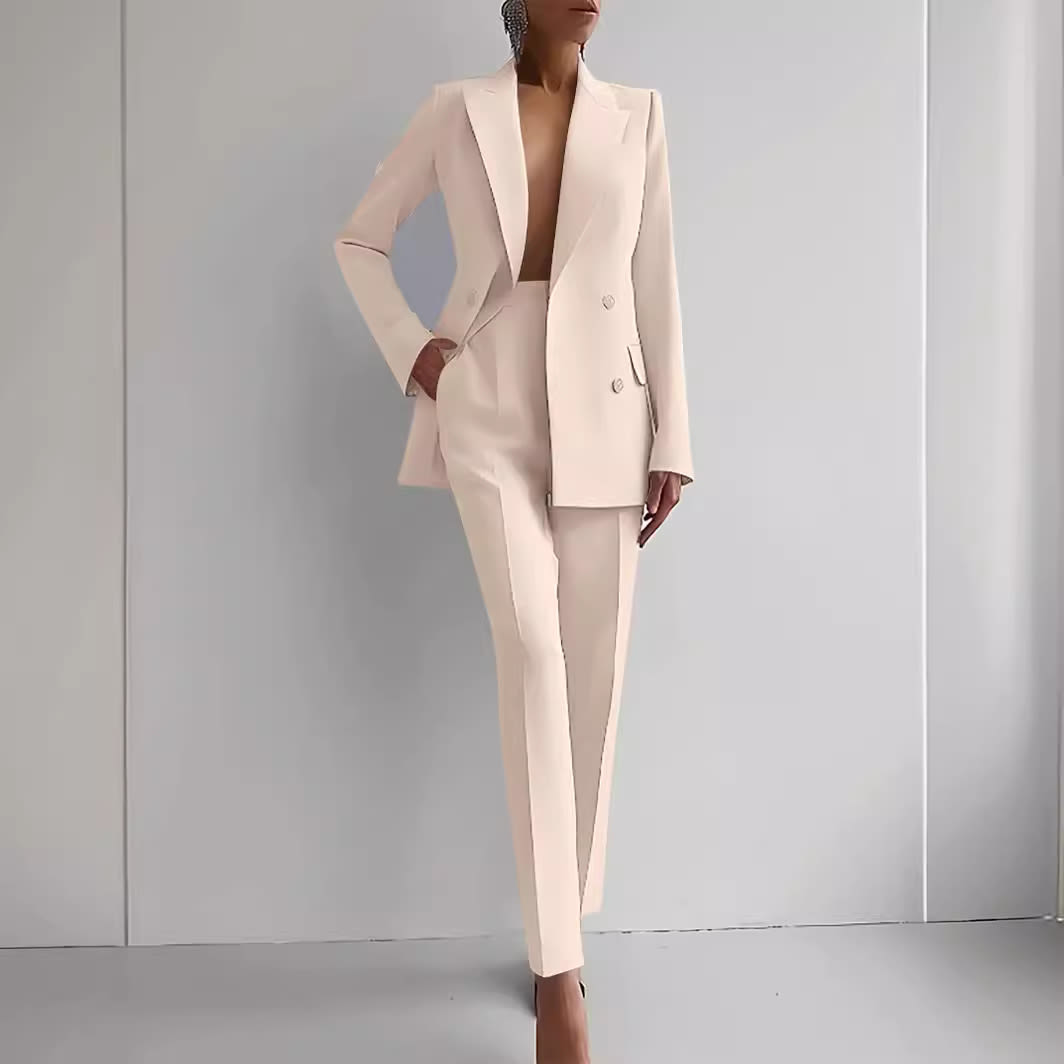 Casual Suits Fashion Long Sleeve Single-breasted Jacket Top And Slim Fit Trousers Women's Business Suits view 2