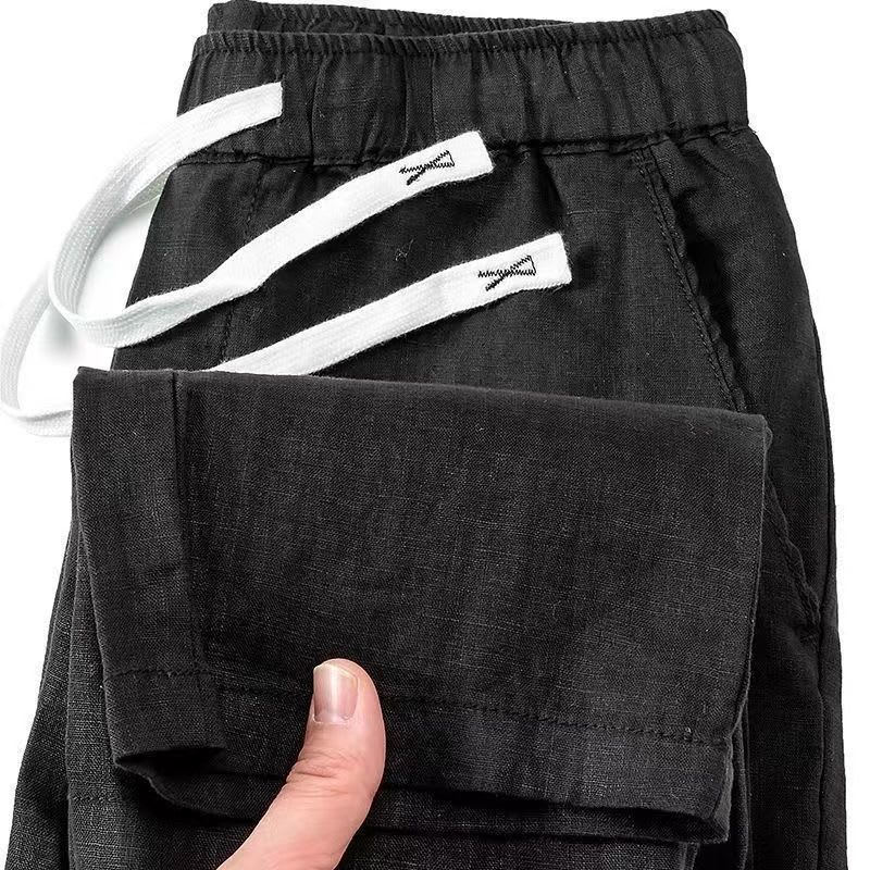 Pure Linen Breathable Chinese Style Elastic Waist New Trousers Li Gao view 2
