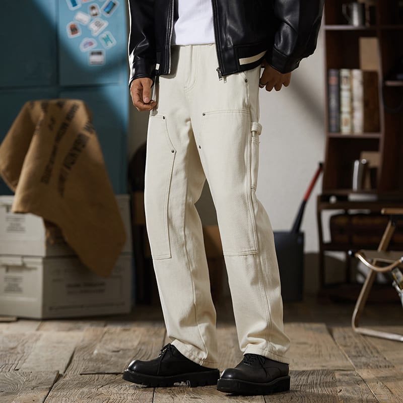 Fashion Trendy Patchwork Cargo Jeans Men view 5